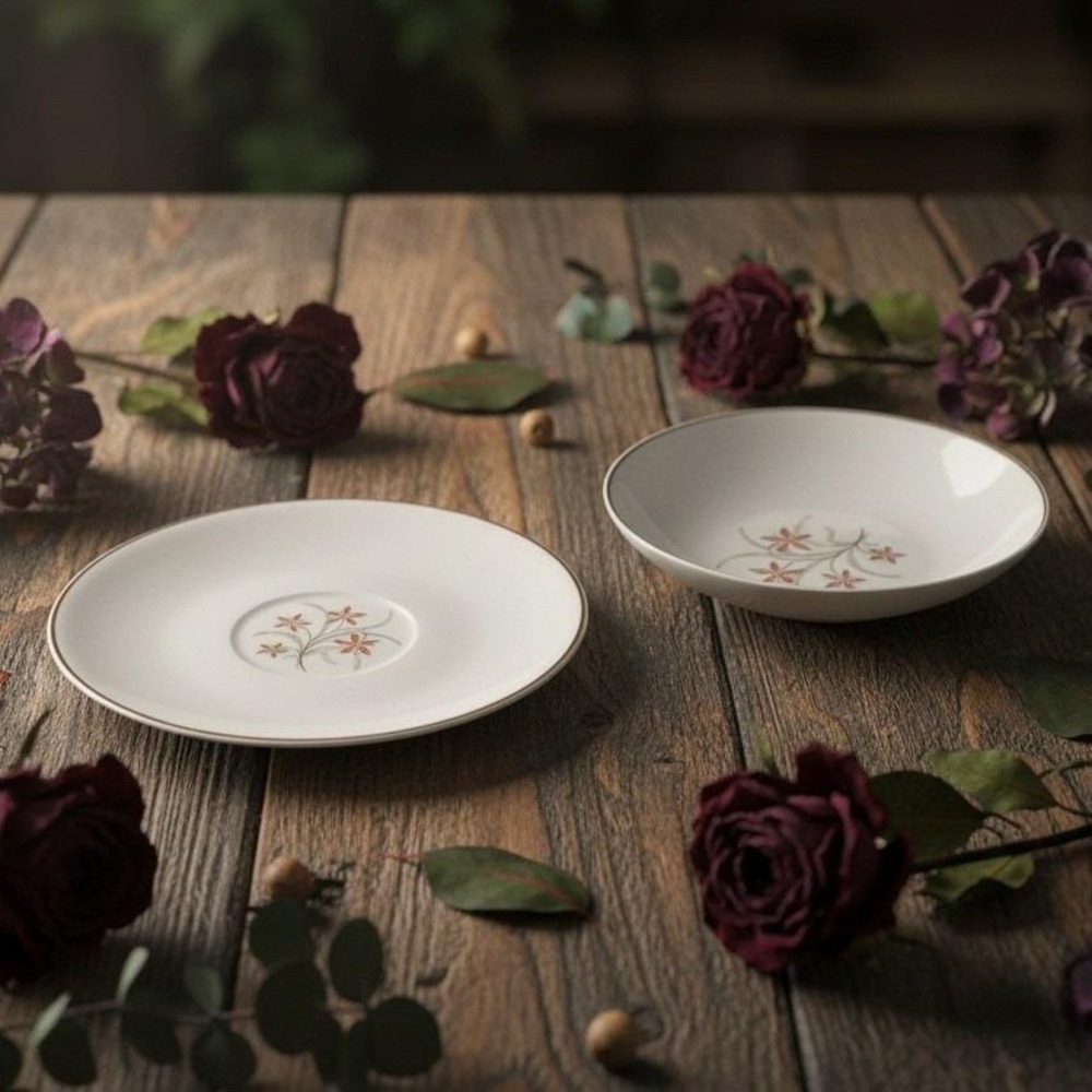 Embassy USA Floral Bread Plate & Berry Bowl, Vintage Vitrified China, Tableware